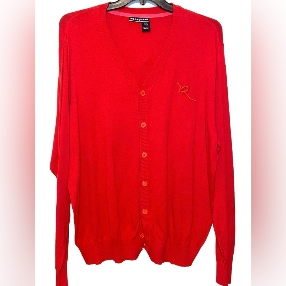 RocaWear Red Knit Cardigan Y2K Unisex Size 2X